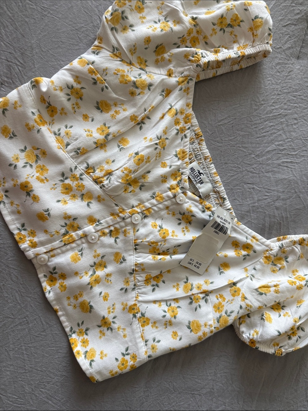 Hollister White Crop Top & Skirt Set with Yellow Floral Print - Picture 4 of 5